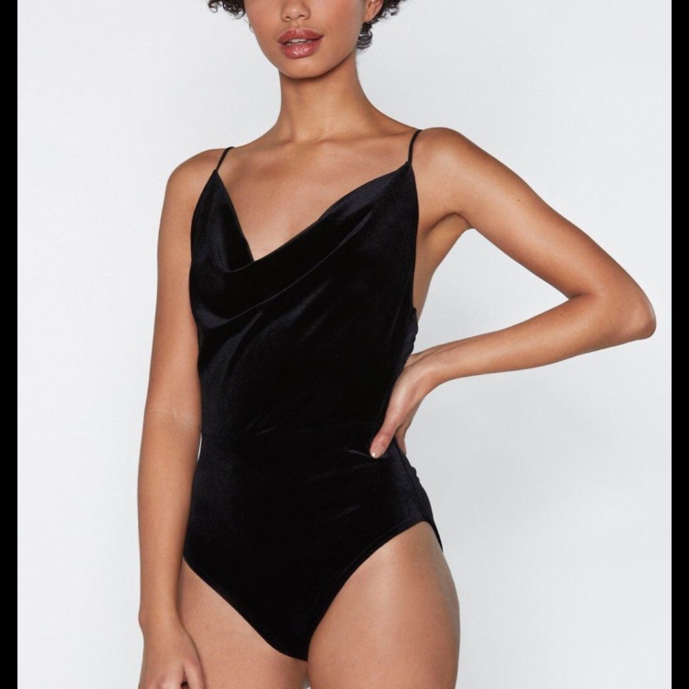 Nasty Gal Black Velvet Bodysuit